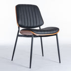 Dining Chairs (Set of 2) Mid-Century Modern Retro Chair With Walnut Bentwood Back Upholstered Seat Metal Legs Adjustable Foot For Kitchen Dining Room Chairs