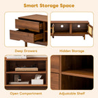 TV Stand For TVs Up To 85", Media Console With 2 Drawers - Walnut