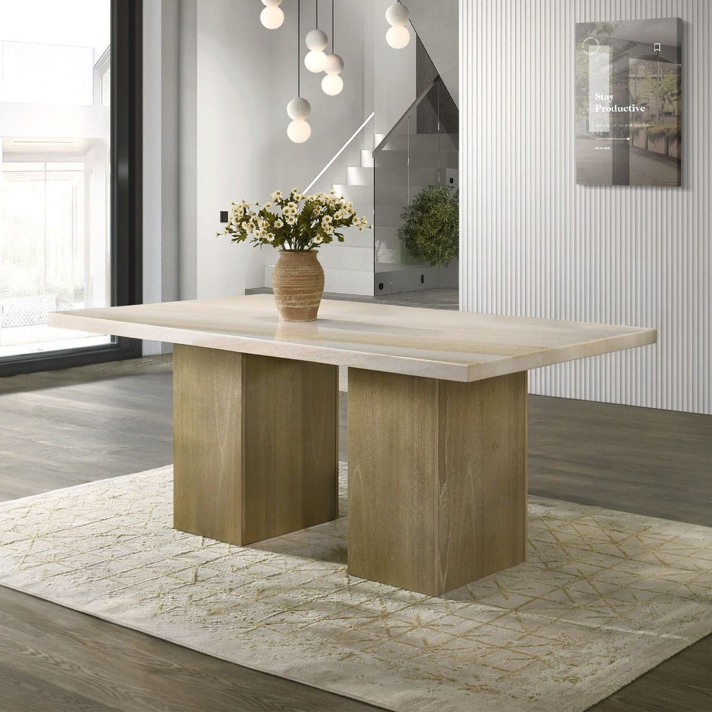 Olinda - Dining Table With Natrual Marble Top - Natrual