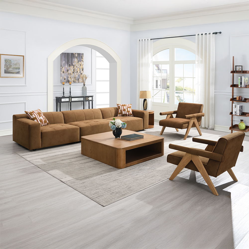 Zoey - Modular - LF Arm Chair With Pillow - Chocolate Suede