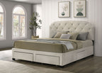 Marianna 4-drawer Upholstered Eastern King Storage Bed Cream