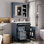 Bathroom Vanity With Medicine Cabinet, Royal Mirror Cabinet, Modern Bathroom Storage Cabinet With 2 Soft Closing Doors And 4 Drawers