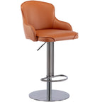 Titanium Stainless Steel Bar Stool, Grade Modern Bar Chair With Backrest, Swivel Adjustable Height For Kitchen Counter And Dining Room