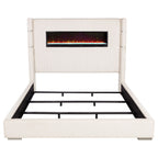 Tisdall Upholstered Eastern King Flame Visualizer Bed Cream