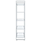 Hartford 79-inch 5-shelf Glass Bookshelf Chrome