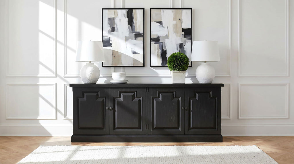 Florence 4-door Dining Sideboard Buffet Distressed Black