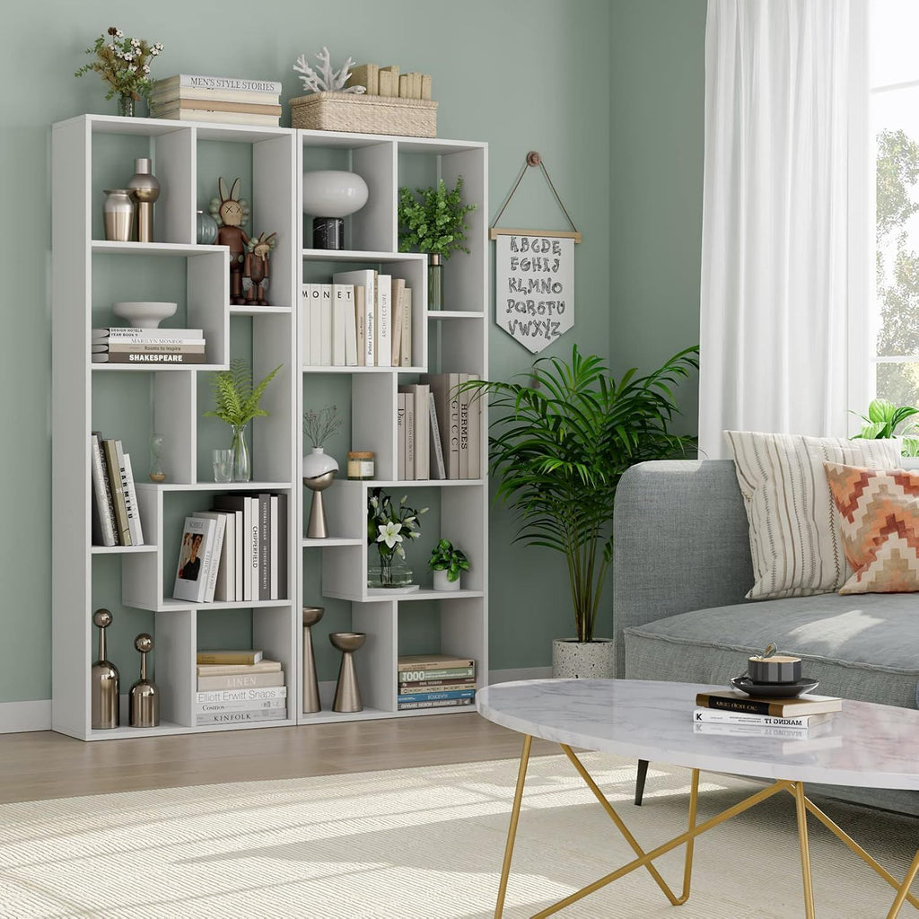 Asymmetrical Display Shelf & Bookcase, 5 Tier