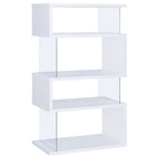 Emelle 63-inch 4-shelf Glass Panel Bookshelf White