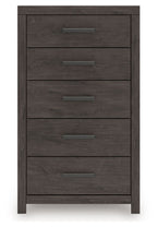 Prendonea - Five Drawer Chest - Charcoal