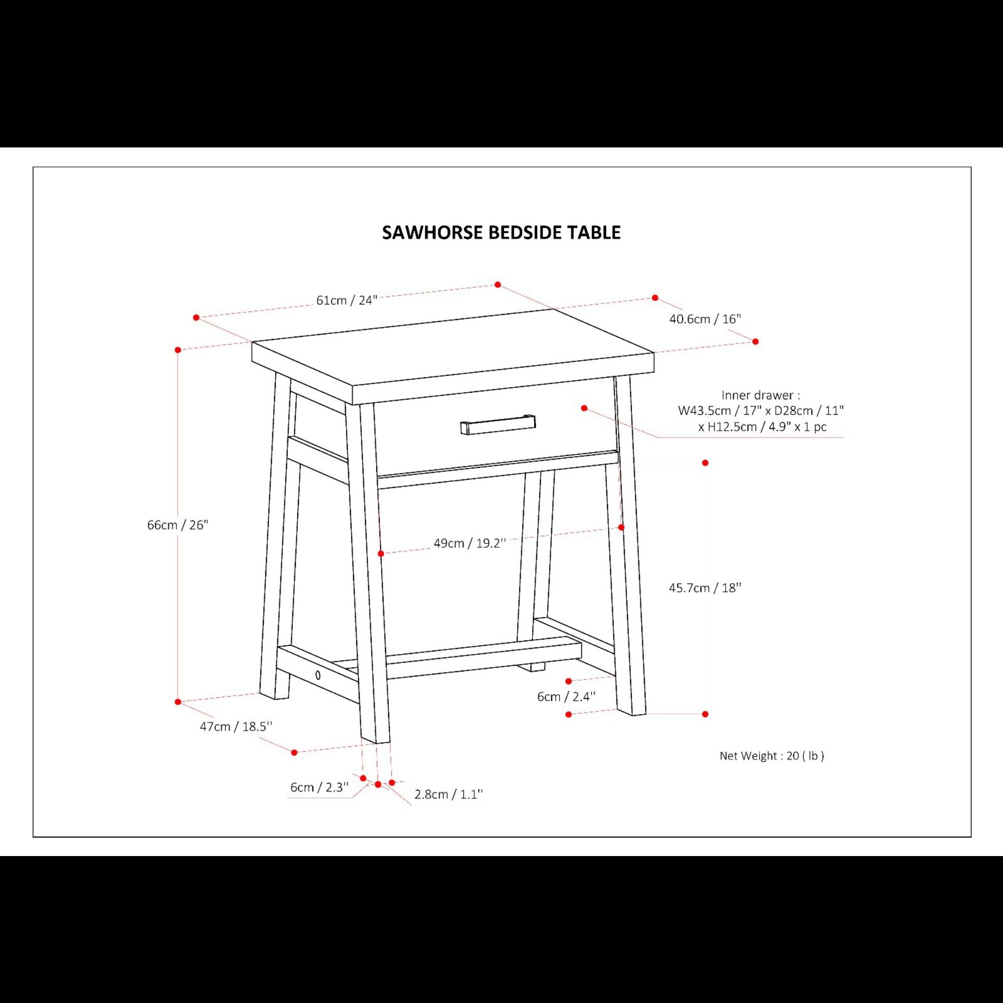 Sawhorse - Handcrafted Bedside Table