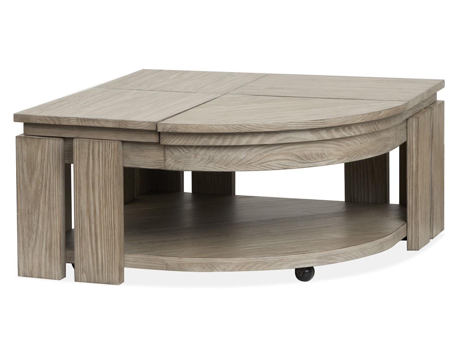 Conrad - Pie Shaped Lift Top Cocktail Table With Casters - Stone Harbor Gray