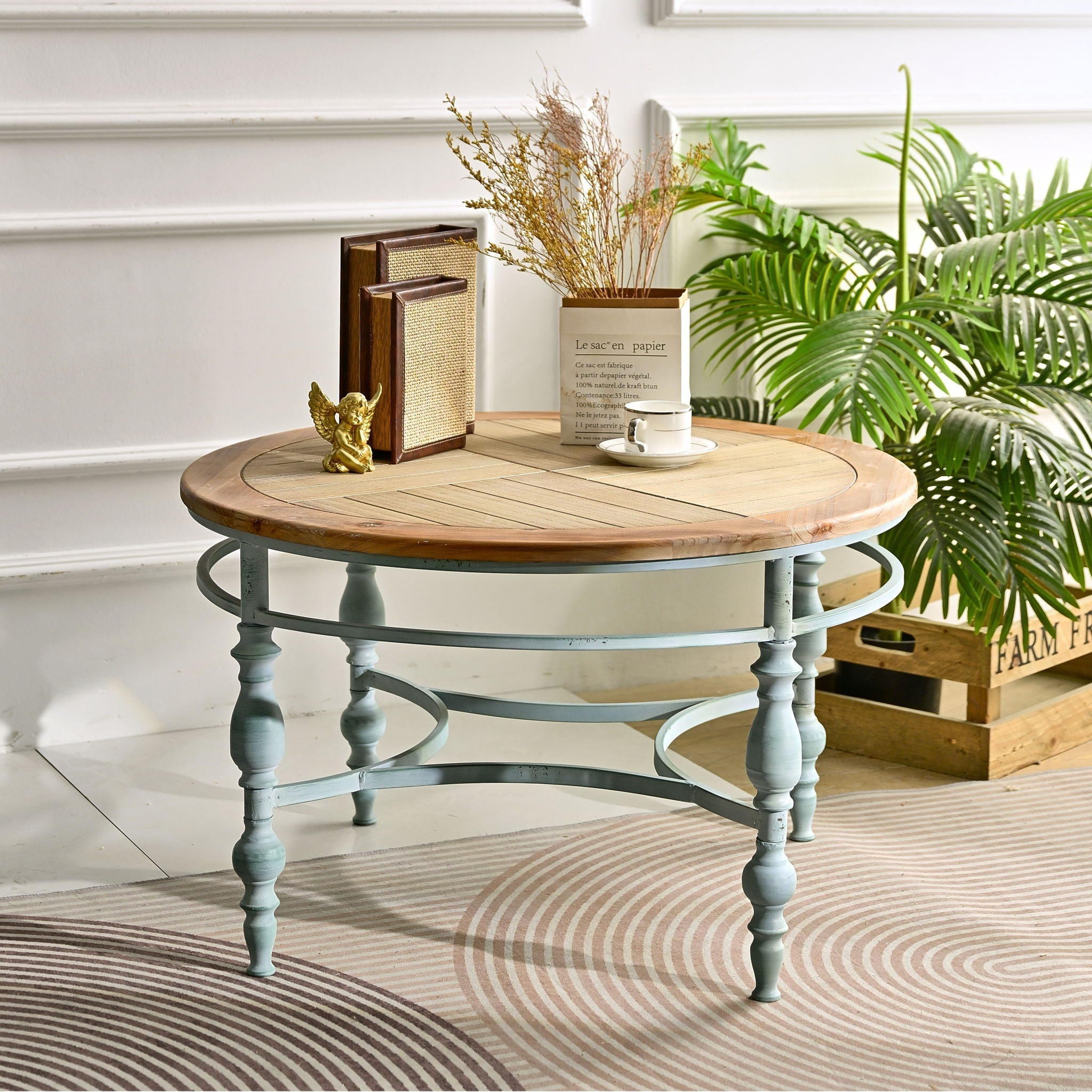 Round Top Carved Table For Living Room