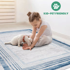 Marfi - 6' X 9' Bordered Area Rug - Blue / Ivory