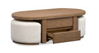 Hayden - Lift Top Storage Cocktail Table With Casters And Two Upholstered Stools - Golden Oat