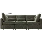 Modern Modular U-Shaped Sofa Bed With Movable Ottoman, USB Ports, Phone Holder
