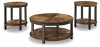Roybeck - Occasional Table Set (Set of 3) - Light Brown / Bronze