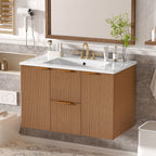 Modern Wall Mounted Bathroom Vanity, Soft Close Doors