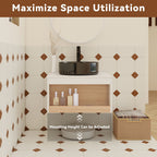 Floating Bathroom Vanity With Vessel Sink With Open Shelf Storage