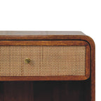Open Woven Bedside Table, 1 Drawer - Chestnut