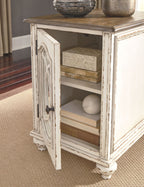 Realyn - Chair Side End Table - Insert Mirror - White / Brown