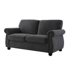 Soft Loveseat, Upholstered 2 Seater Couch, Loose Back Cushions And Turned Legs