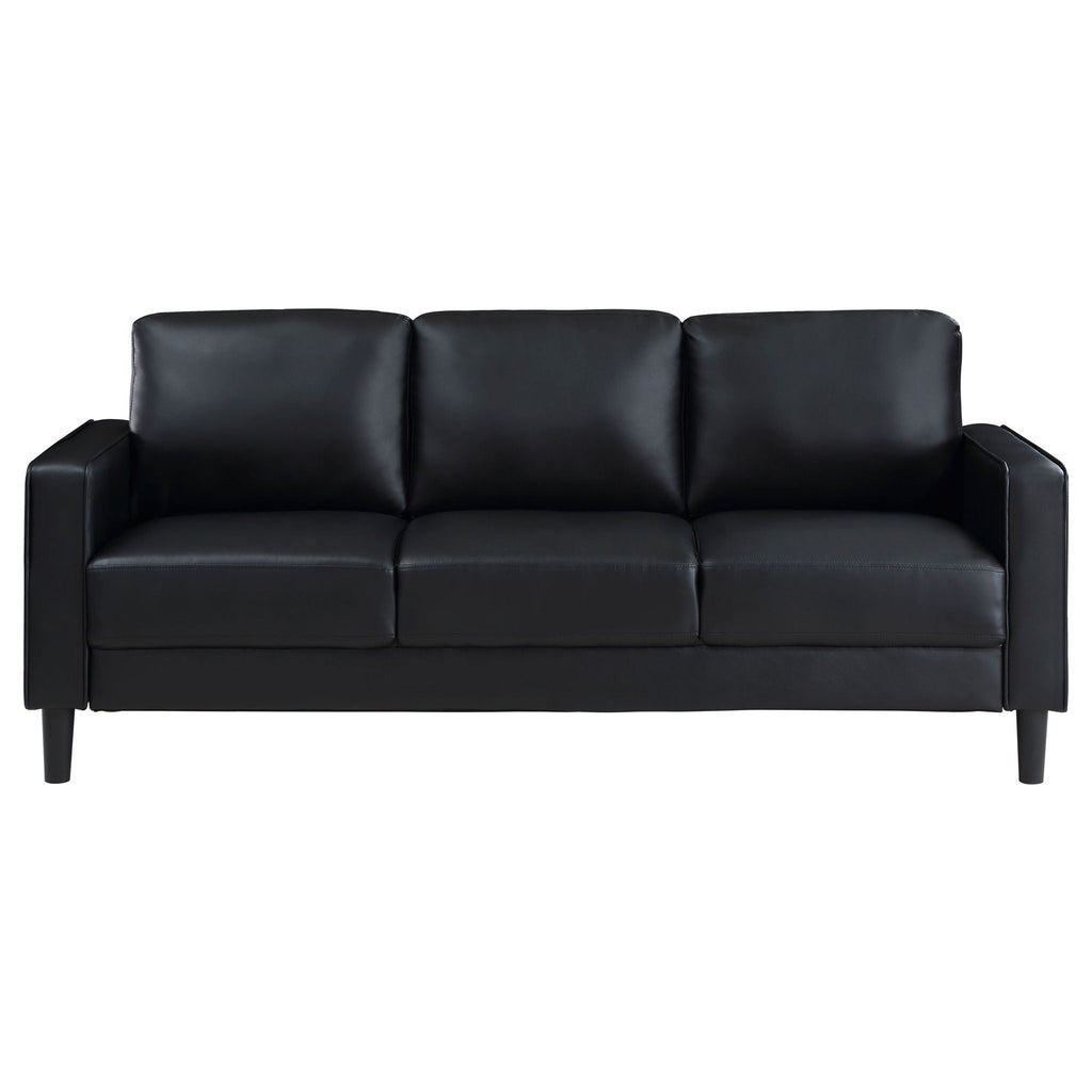 Ruth 3-piece Upholstered Track Arm Sofa Set Black