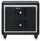 Ravenne 2-drawer Velvet Upholstered LED Nightstand with USB Black