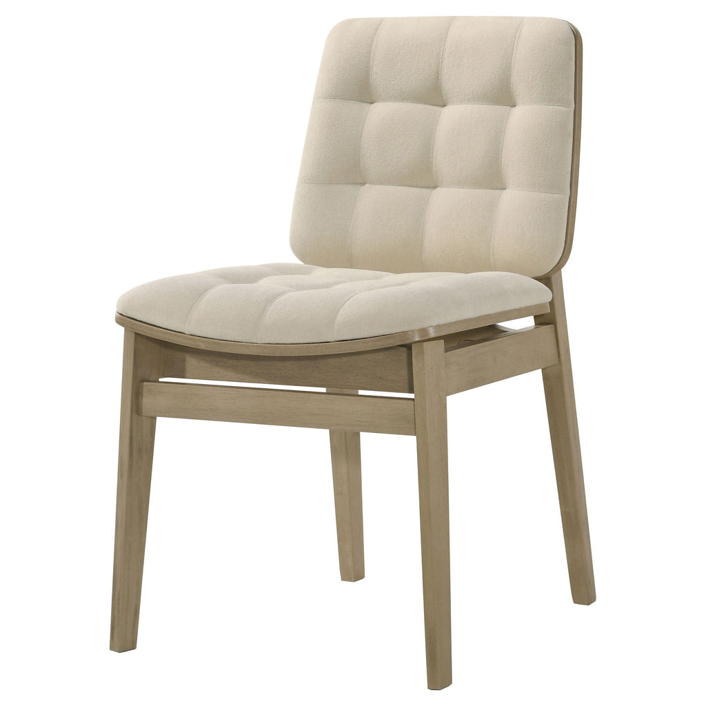 Redbridge Velvet Upholstered Side Chair Cream and Natural Oak (Set of 2)