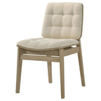 Redbridge Velvet Upholstered Side Chair Cream and Natural Oak (Set of 2)