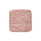 Enigma - Yarn And Cotton Square Pouf Ottoman With Polystyrene Beads - Red / White