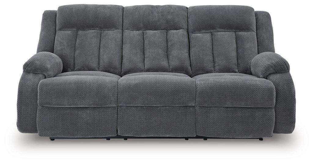 Observation - Reclining Power Sofa With Drop Down Table - Steel