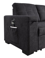 Toby - Woven Fabric Reversible Sleeper Sectional Sofa With Storage Chaise Cup Holder Charging Ports And Pockets