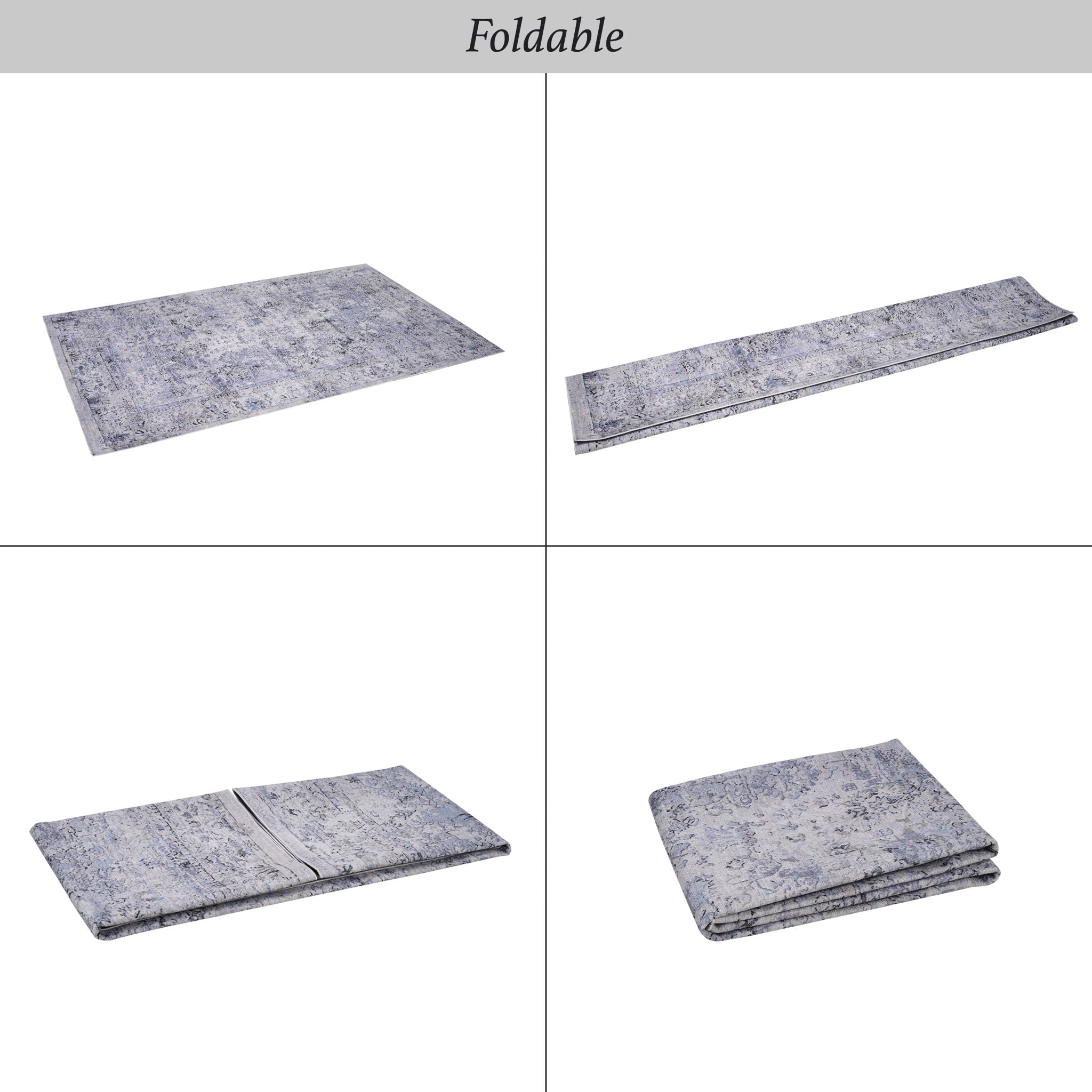 Maval - 2' X 3' Washable Area Rug - Blue / Cream