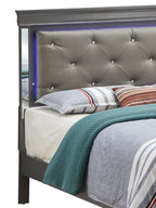 Bed With LED Light Accents Headboard