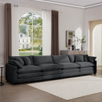 Modern Upholstered 4 Seater Fabric Sofa With Arm And Throw Pillows