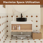Floating Bathroom Vanity With Glossy Round Vessel Sink