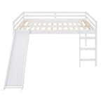 Full Loft Bed With Slide, Multifunctional Design - White