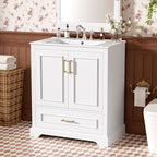 Bathroom Vanity With Sink, 1 Divided Drawer And 2 Soft Close Doors With Double Shelf