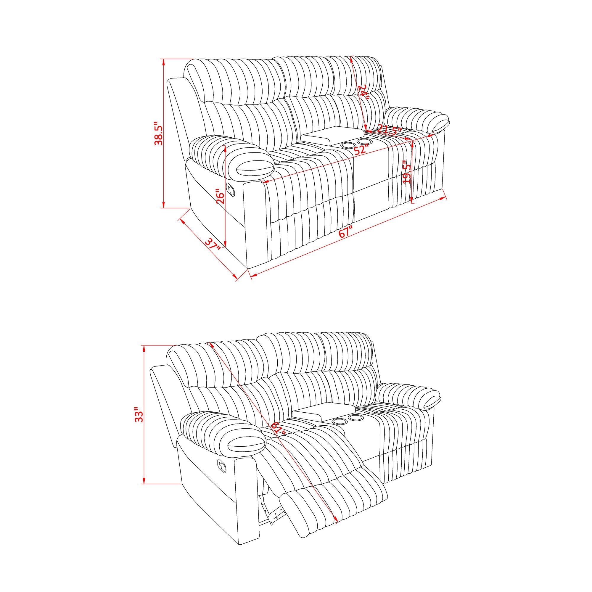 Bruni - Console Reclining Loveseat With Manual Recline
