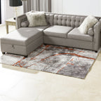 Quarry - 5' X 6.5' Abstract Area Rug - Gray / Orange