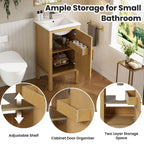 Bathroom Cabinet With Sink, Adjustable Shelf, Soft Closing Hinges - Natural Wood