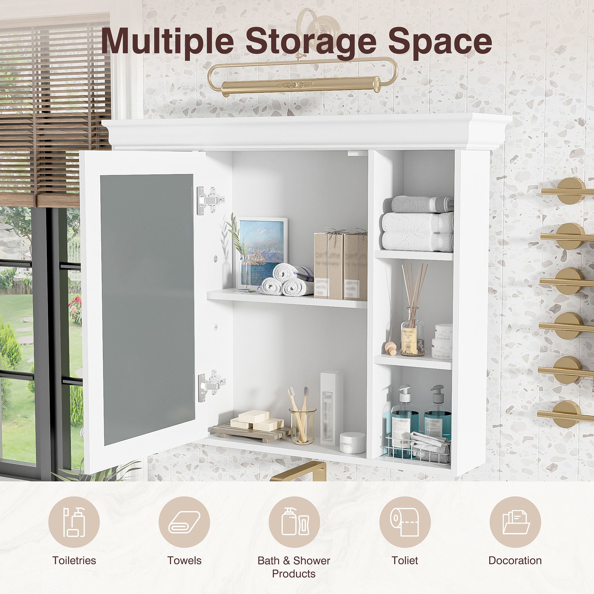 Wall Mounted Bathroom Storage Cabinet With Mirror Door