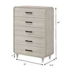 5 Drawer Tall Chest Storage Furniture With Ample Drawer Space - Antique White