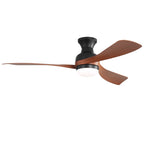 Ceiling Fan With Remote Controlled LED Light, 3 Blades, Reversible DC Motor, 6 Speeds, Dimmable, Flush Mount - Black