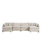 Modern Oversized Modular Cushion Sofa With Ottoman, Low Back, Deep Seating Sofa Set