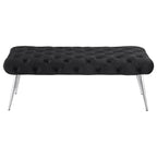 Ella Upholstered Tufted Bench Stainless Steel Legs Black