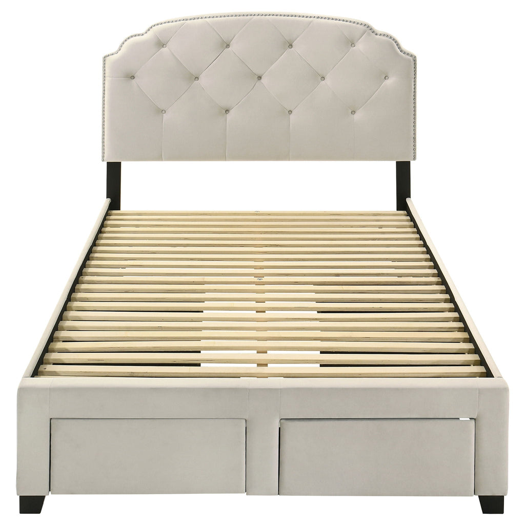 Marianna 4-drawer Upholstered Full Storage Bed Cream