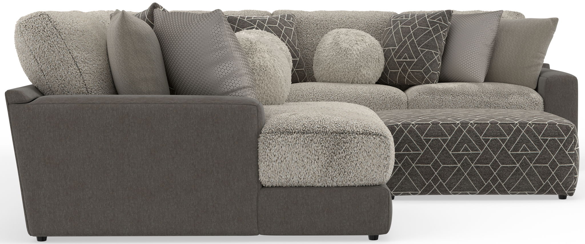 Canyon - 4 Piece Sectional With Cuddler Seat Cushions, Included Accent Pillows And Cocktail Ottoman (Left Side Facing Chaise) - Umber