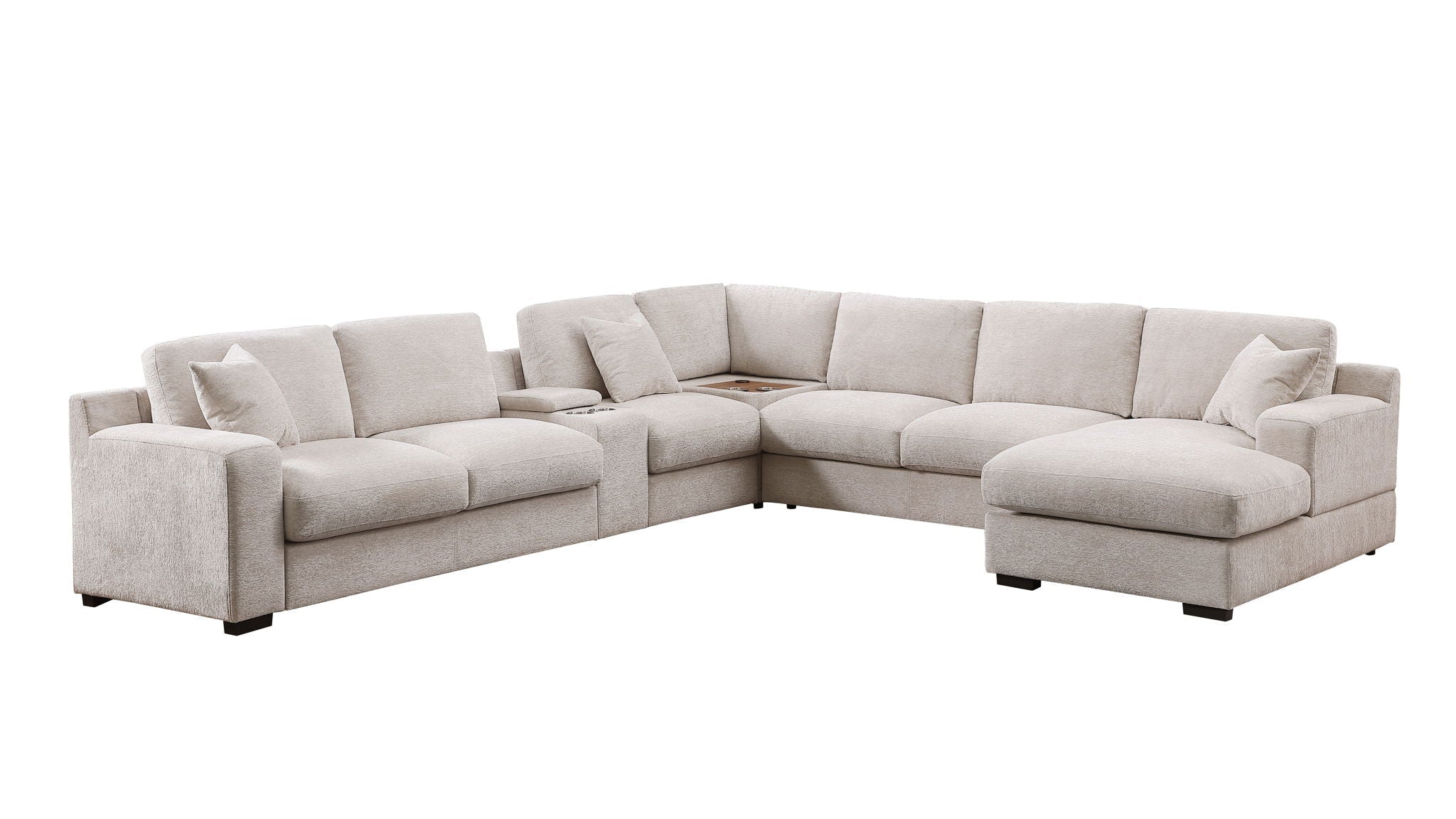 Celine - Fabric Corner Sectional Sofa With Right-Facing Chaise, Cupholders, And Charging Ports