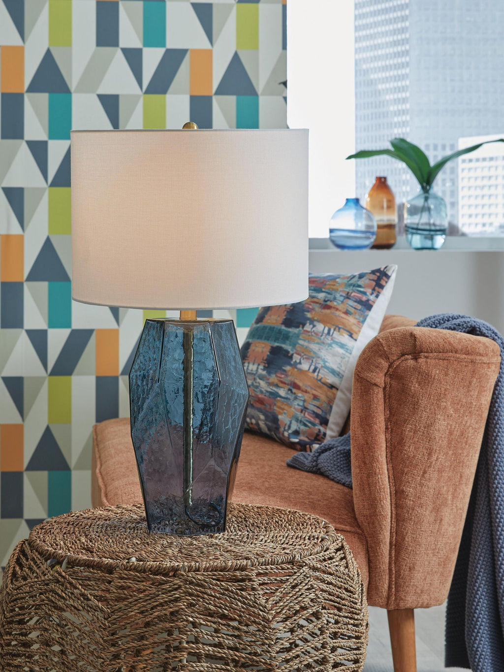 Tallow - Glass Table Lamp - Blue